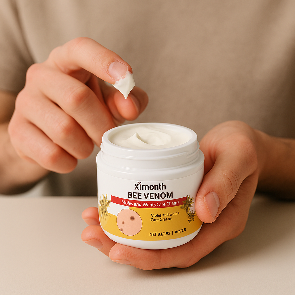 After: woman holding cream