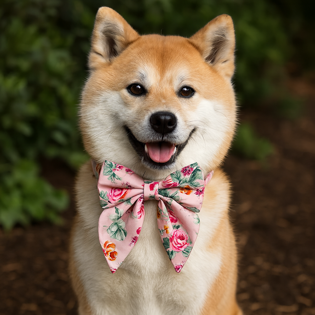 After: dog wearing the bow-tie collar