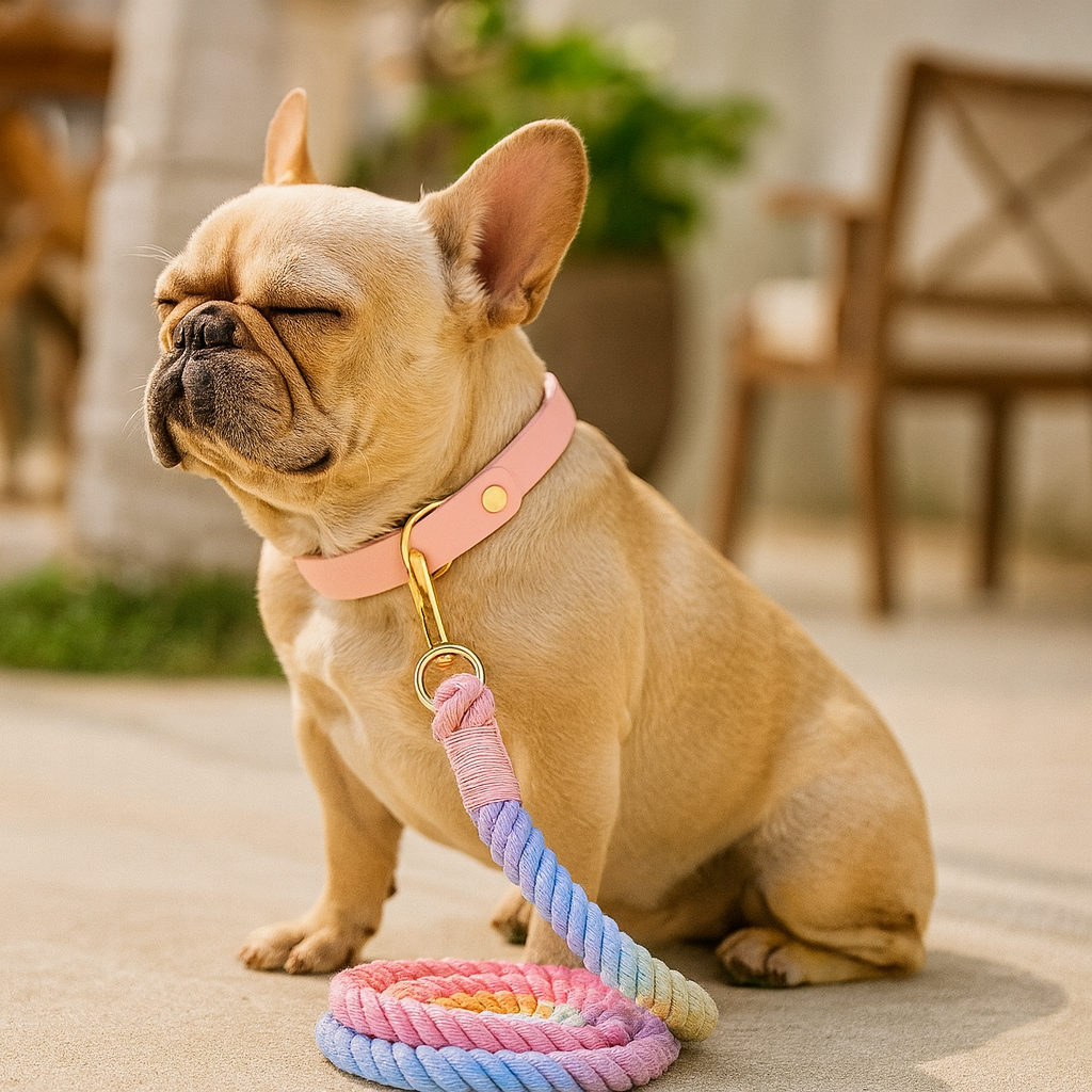 After: dog wearing the leash